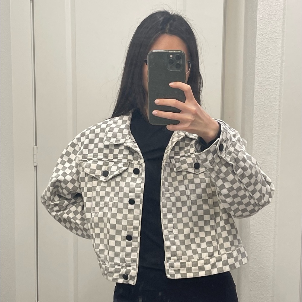 NWT Checkerboard Denim Jacket